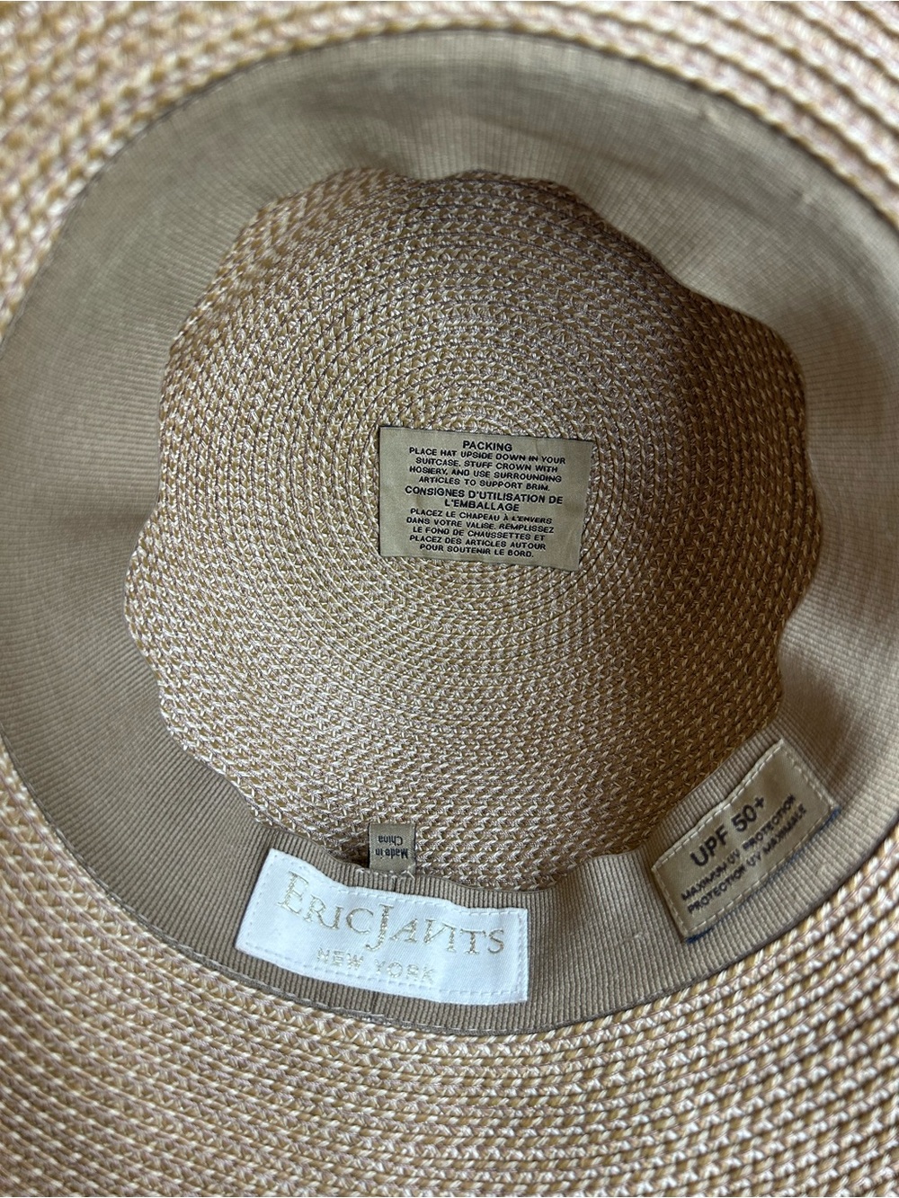 Eric Javits Hampton Straw Packable Hat in Natural 50+ SPF OSFA - Picture 7 of 8